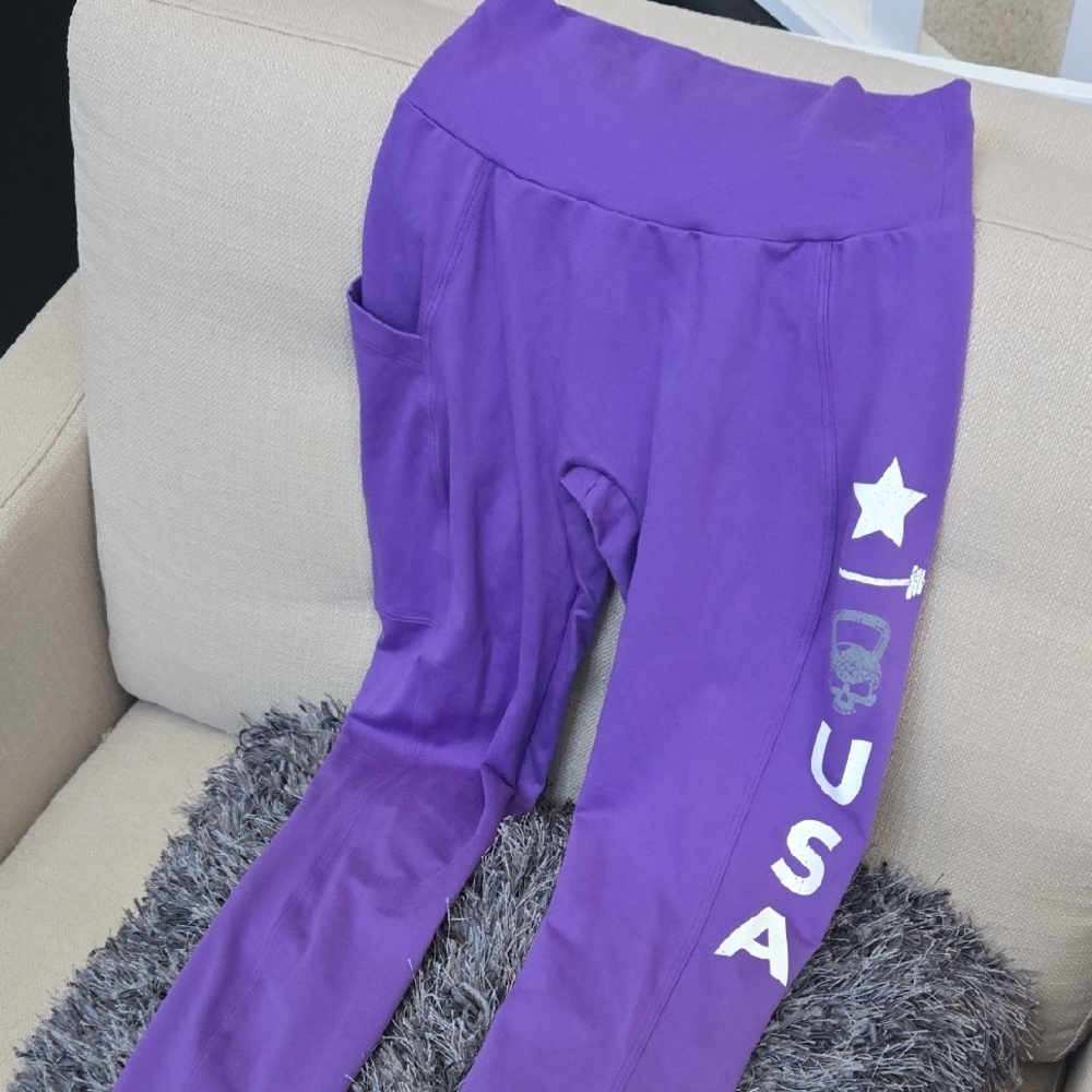 Purple Leggings with USA Print